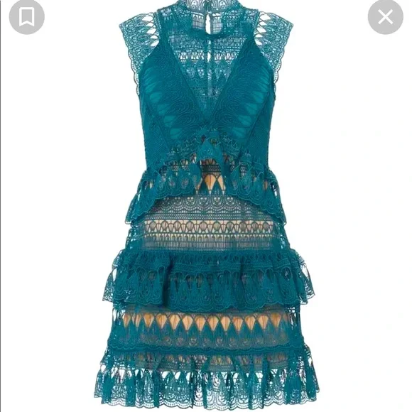 self portrait green lace mini dress Rent Mint Floral Lace Mini Dress - Self-Portrait